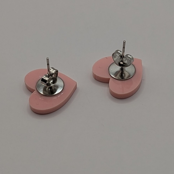Valentine Conversation Heart XOXO Pink Stud Acrylic Earrings - Picture 4 of 4